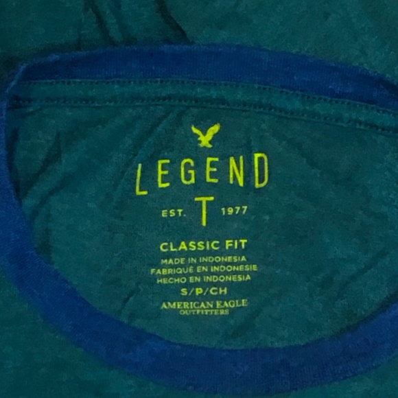 American Eagle Green & Blue Short Sleeve Tee Shirt - Picture 3 of 4